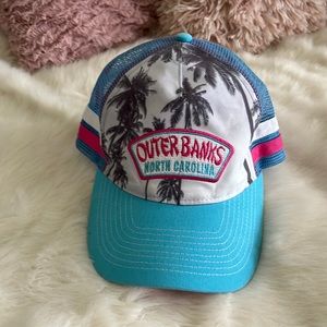 hot pink and blue hat